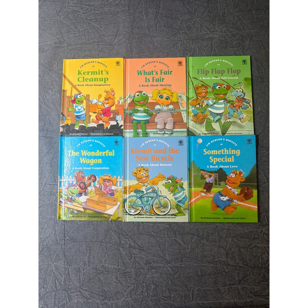 Grolier Muppet Kids Values to Grow On Hardcover Book Lot of 6 Jim Henson 1992
